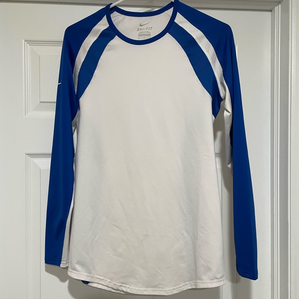 NWOT Nike Dri-FIT Long Sleeve Performance Shirt - White & Blue